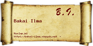 Bakai Ilma névjegykártya